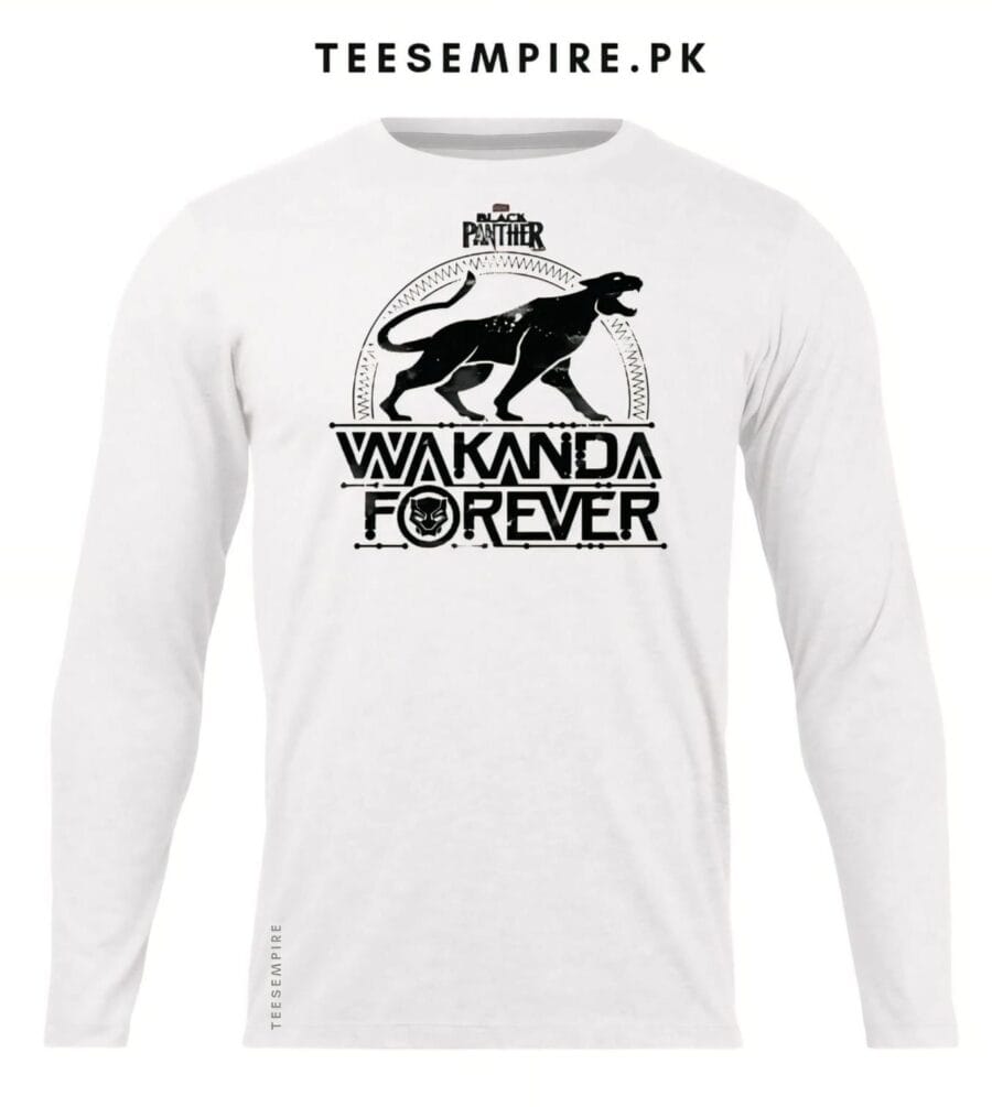 White Black Panther Wakanda Forever Full Tee